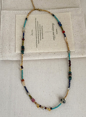 新中式水晶天然石串珠项链女复古