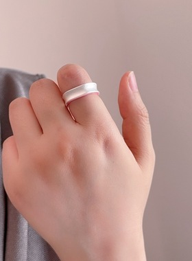 不规则侧面滴釉双面戒指女小众设计感简约哑光时髦指环戒子配饰品