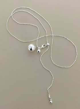 极简风圆球抽拉式项链女小众高级