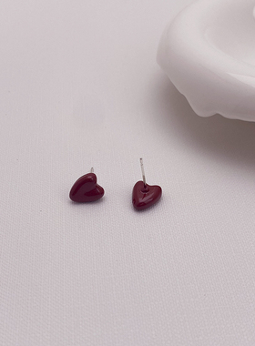 爱心安可拉红耳钉百搭轻奢项链