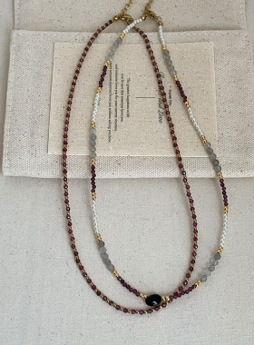 法式复古珍珠水晶串珠项链女轻奢