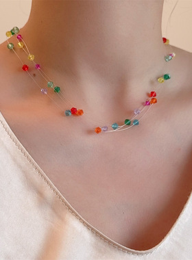 春日多巴胺彩色多层串珠项链女小