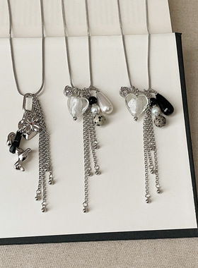 设计感琉璃爱心斑点石珍珠链条流