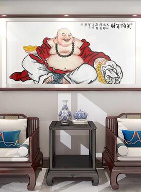招财进宝大肚弥勒佛菩萨画像风水招财中式佛系笑纳百福图佛像供奉