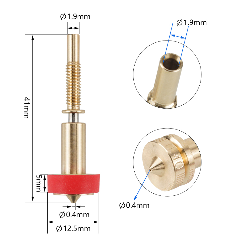 启庞3D打印机配件 Voron2.4沃龙0.1挤出头 E3D Revo一体黄铜喷嘴 DIY套件 E3D V6喷嘴喉管一体套件-图1