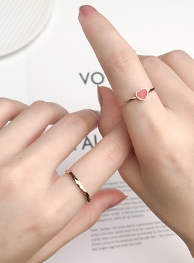 钛钢不掉色戒指女ins潮时尚红色