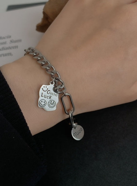 不掉色！钛钢手链元素吊坠冷淡风