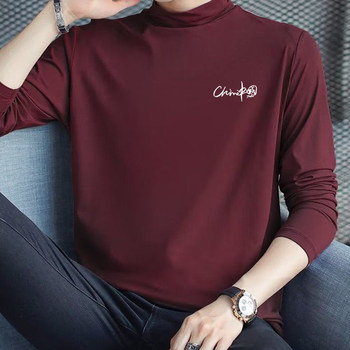 2 ຊິ້ນ] Modal half-turtle collar long-sleeved T-shirt men's autumn bottoming shirt mid-collar elastic inner matching autumn clothes men's underwear