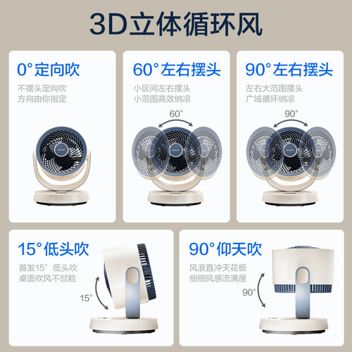 艾美特电风扇家用小型桌面台式空气循环扇办公室静音摇头迷你台扇 - 图2