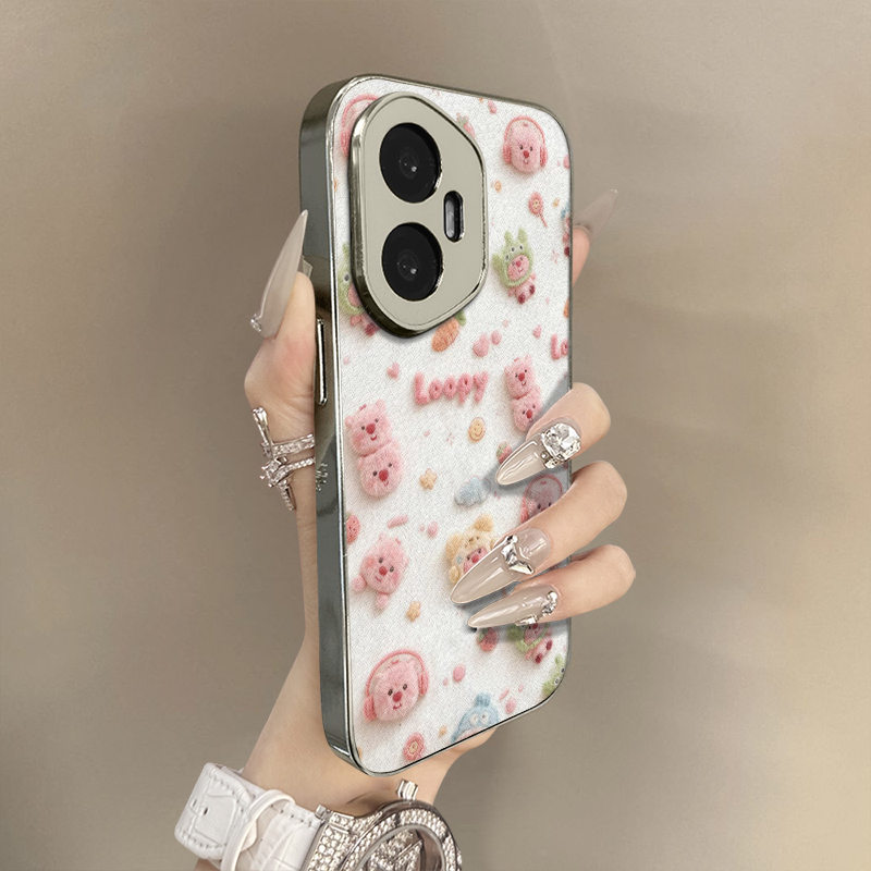 露比海狸适用于荣耀400手机壳300新款200卡通100pro网红90gt可爱80女高级70支架60全包POWER防摔小羊皮保护套 - 图1