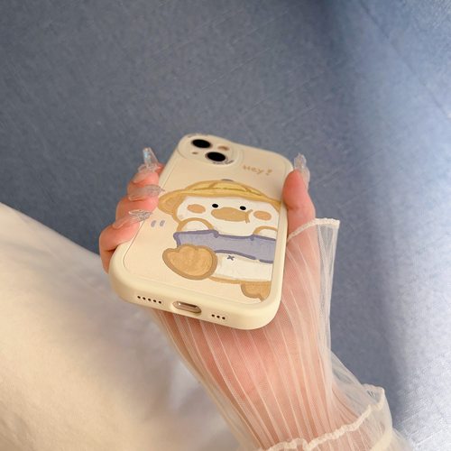 帽子小黄鸭适用苹果16手机壳17新款14promax带挂绳11pro硅胶7/8p小众6plus高级x苹果15趣味13pro女款12保护套 - 图2