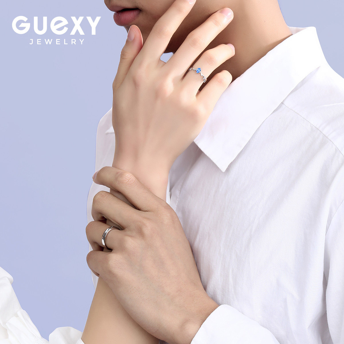采施华洛世奇纯银一对女情侣戒指 guexy戒指/指环