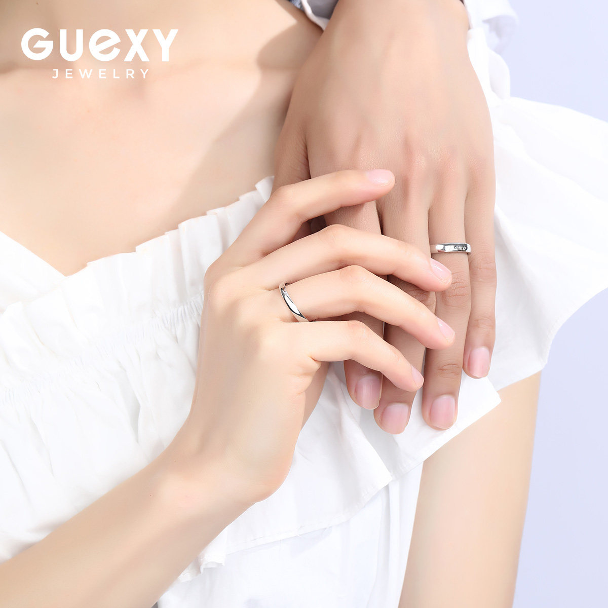 日系轻奢开口施华洛世奇情侣戒指 guexy戒指/指环