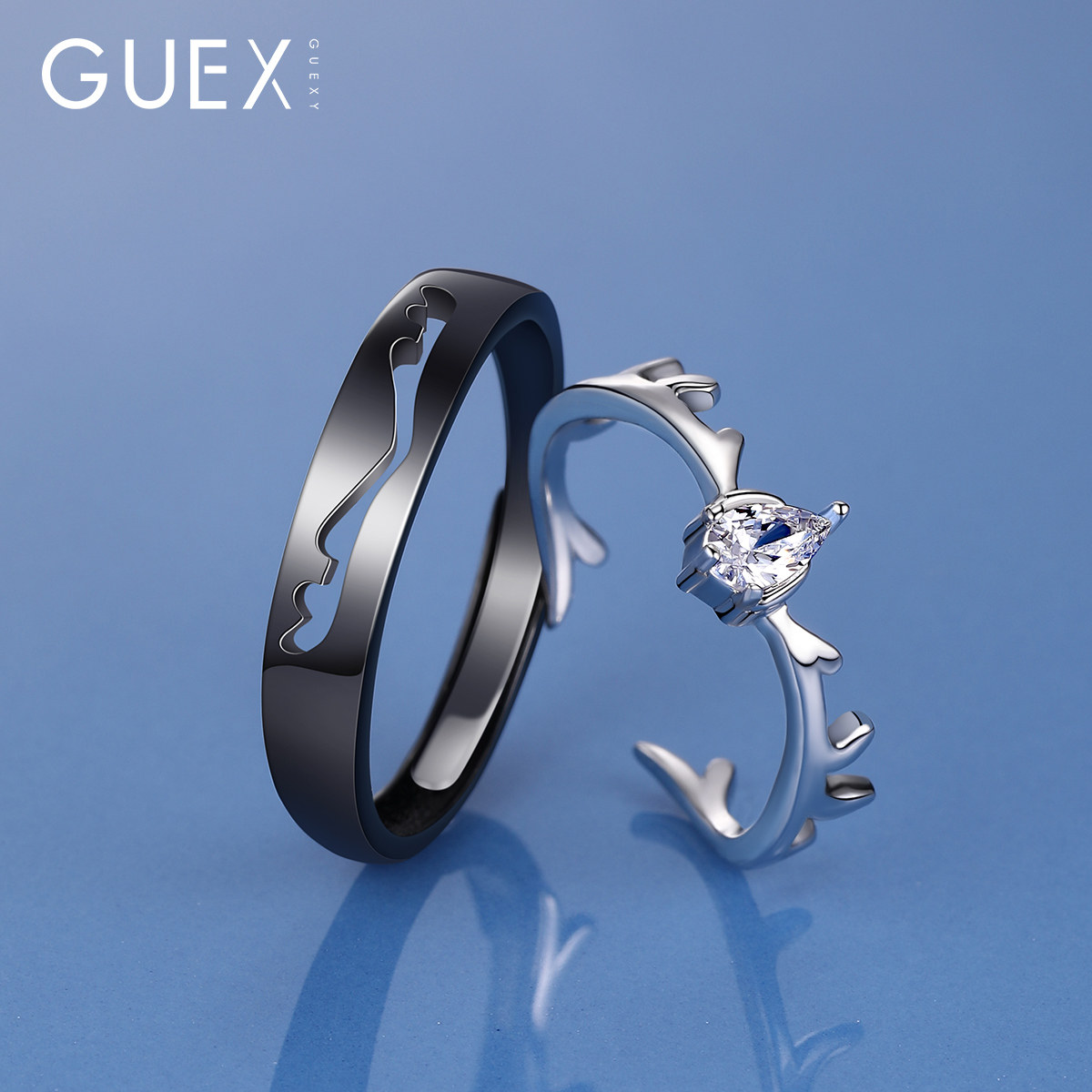采施华洛世奇纯银一对女情侣戒指 guexy戒指/指环