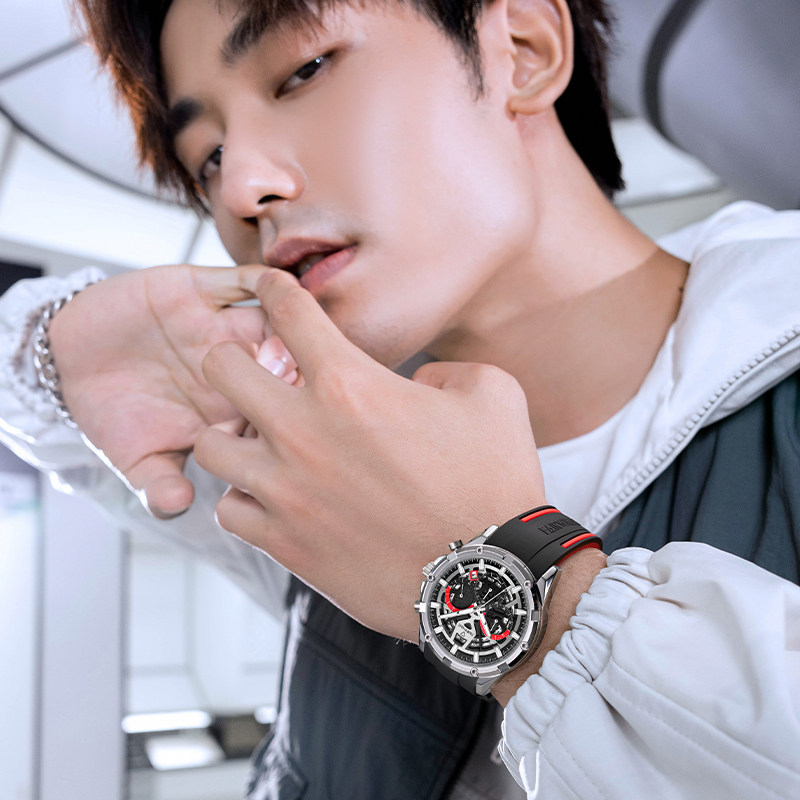 马克华菲新款正品牌男士镂空手表 马克华菲手表国产腕表