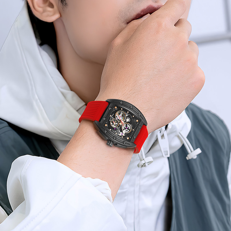 马克华菲新款正品牌理查德镂空手表 马克华菲手表国产腕表