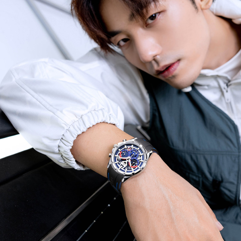 马克华菲新款正品牌男士镂空手表 马克华菲手表国产腕表