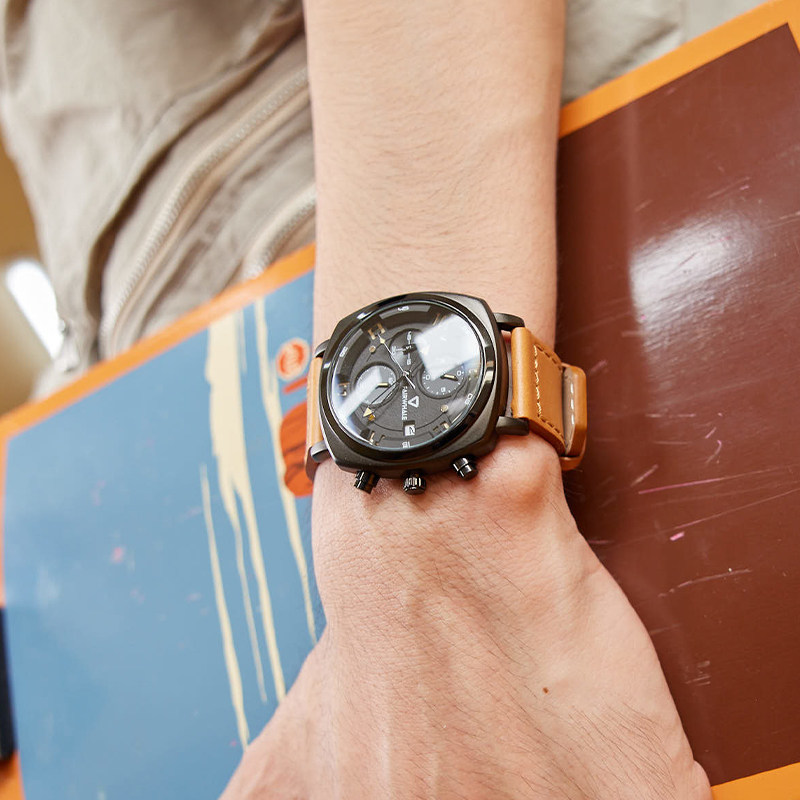 马克华菲方形运动潮流男士石英表 马克华菲手表国产腕表