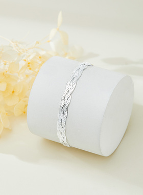 ADHORAS925银 四编光身编织手链欧美气质送女友生日礼物送闺蜜