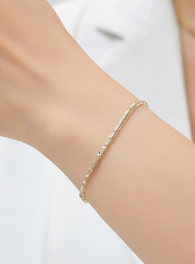 ADHORA意大利S925银2mm星花四方蛇手链送女友送闺蜜生日礼物