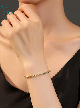 ADHORAS925银波浪批花蛋珠手链女时尚气质爆闪新款送女友礼物