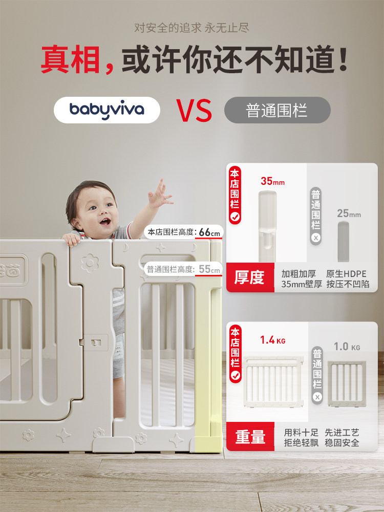 babyviva游戏防护栏地上学步爬行垫 babyviva游戏围栏