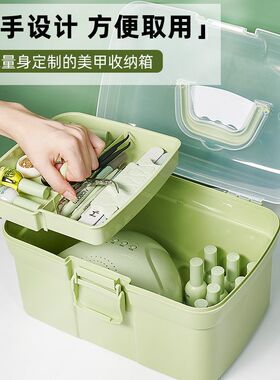 美甲工具箱收纳大容量收纳箱便携多层手提式收纳盒大号整理收纳包