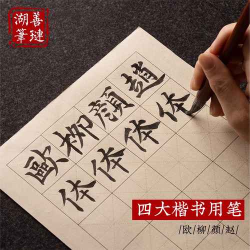 善琏湖笔毛笔兼毫毛笔初学儿童狼毫小学生国画练字文房四宝字帖白云湖笔专用中楷套装书法入门软笔楷书初学者 - 图0