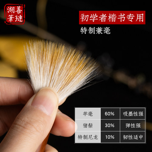 善琏湖笔毛笔兼毫毛笔初学儿童狼毫小学生国画练字文房四宝字帖白云湖笔专用中楷套装书法入门软笔楷书初学者 - 图2