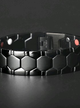 欧美 可拆卸磁石手链 锗粒六边形宽版男士手链手链合金电镀