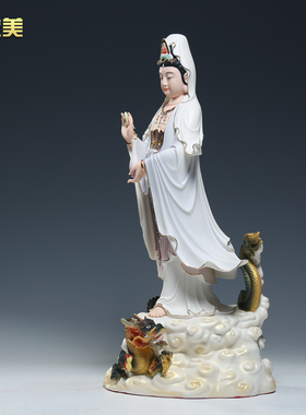 微美陶瓷中式风御龙观音供奉摆件