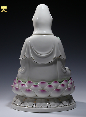 微美观世音菩萨像陶瓷彩绘坐莲