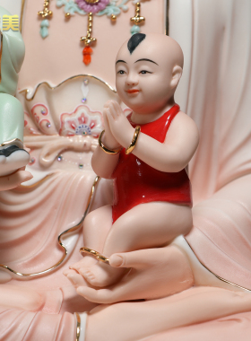 微美陶瓷精工手绘送子观音菩萨像
