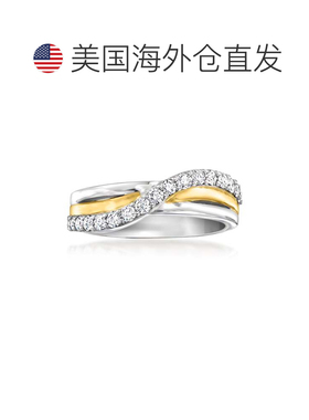 自营Ross-Simons Lab-Grown Diamond Wave Ring in Sterling Silv