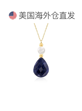自营Ross-Simons 14 克拉黄金养珠和蓝宝石项链 - 20 英寸 美国奥