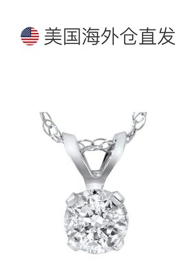 自营 pompeii31 1/2 克拉圆形明亮式切割单石钻石吊坠 14K 白金和