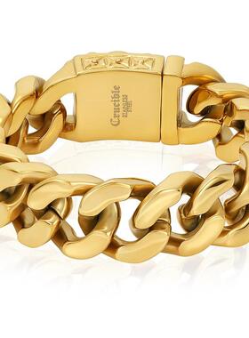 自营Crucible 洛杉矶镀金不锈钢头骨带黑色 CZ 眼睛 - 8.5 英寸 -