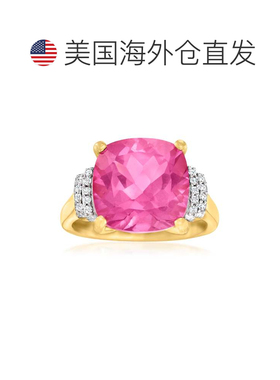 自营 Ross-Simons 18kt 金镶钻粉色托帕石戒指 - 粉红色 美国奥莱