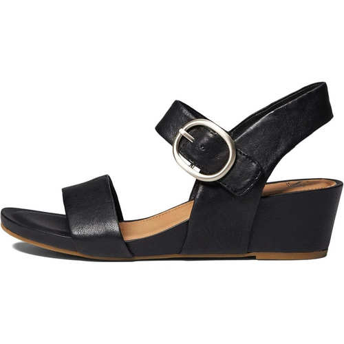 自营Sofft Vaya Sandals Women's Black Leather Open Toe Wedge - 图2