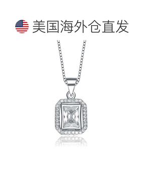自营 geneviveC.Z.纯银镀铑矩形吊坠 - 白色 美国奥莱直发
