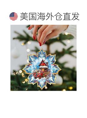 自营圣诞小屋雪花木制圣诞装饰品，由 G. Debrekht 制作 - 多色
