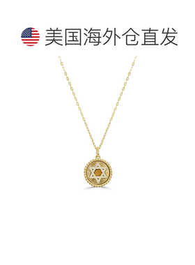 自营sabrina14K Yellow Gold Diamond Star Of David Charm Neckl