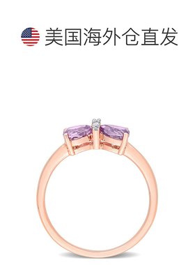 美国直邮julianna b 女士 戒指蝴蝶钻石水晶心形玫瑰金紫水晶