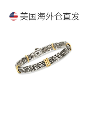 自营Ross-Simons 意大利纯银和 18kt 保税金编织手链 - 8.5 英寸