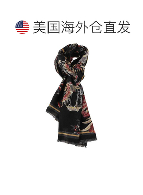 自营etro碎花羊毛围巾-黑色 美国奥莱直发