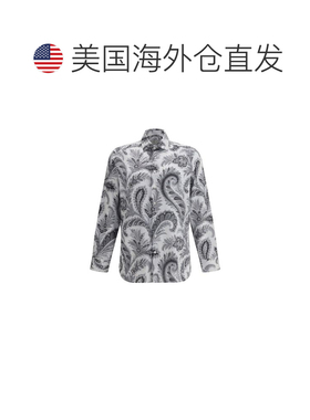 自营Etro Cotton Pattern Men's Shirt - gray 美国奥莱直发