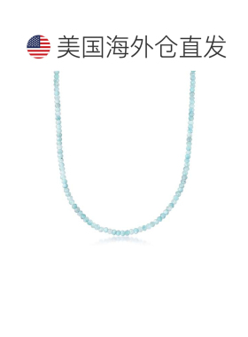 自营Ross-Simons 海蓝宝石珠项链 14 克拉黄金带磁性扣环 - 20 英