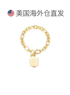 自营adornia14k Gold Plated Monogram Initial Chunky Toggle Br