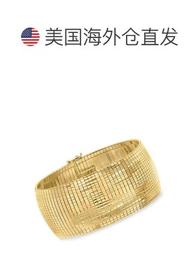 自营Ross-Simons 意大利 18kt 黄金镀纯银钻石切割抛光欧米茄手链