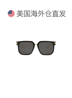 自营bottega veneta方形镜框醋酸纤维太阳眼镜-黑色金色灰色 美国